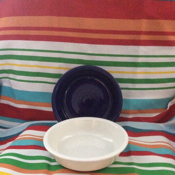 Fiestaware Pair of Soup Bowls Cobalt Blue & white - Picture 2 of 14